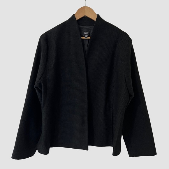 Eileen Fisher Jackets & Blazers - Eileen Fisher Black Virgin Wool V-Neck Coat XL ($500)